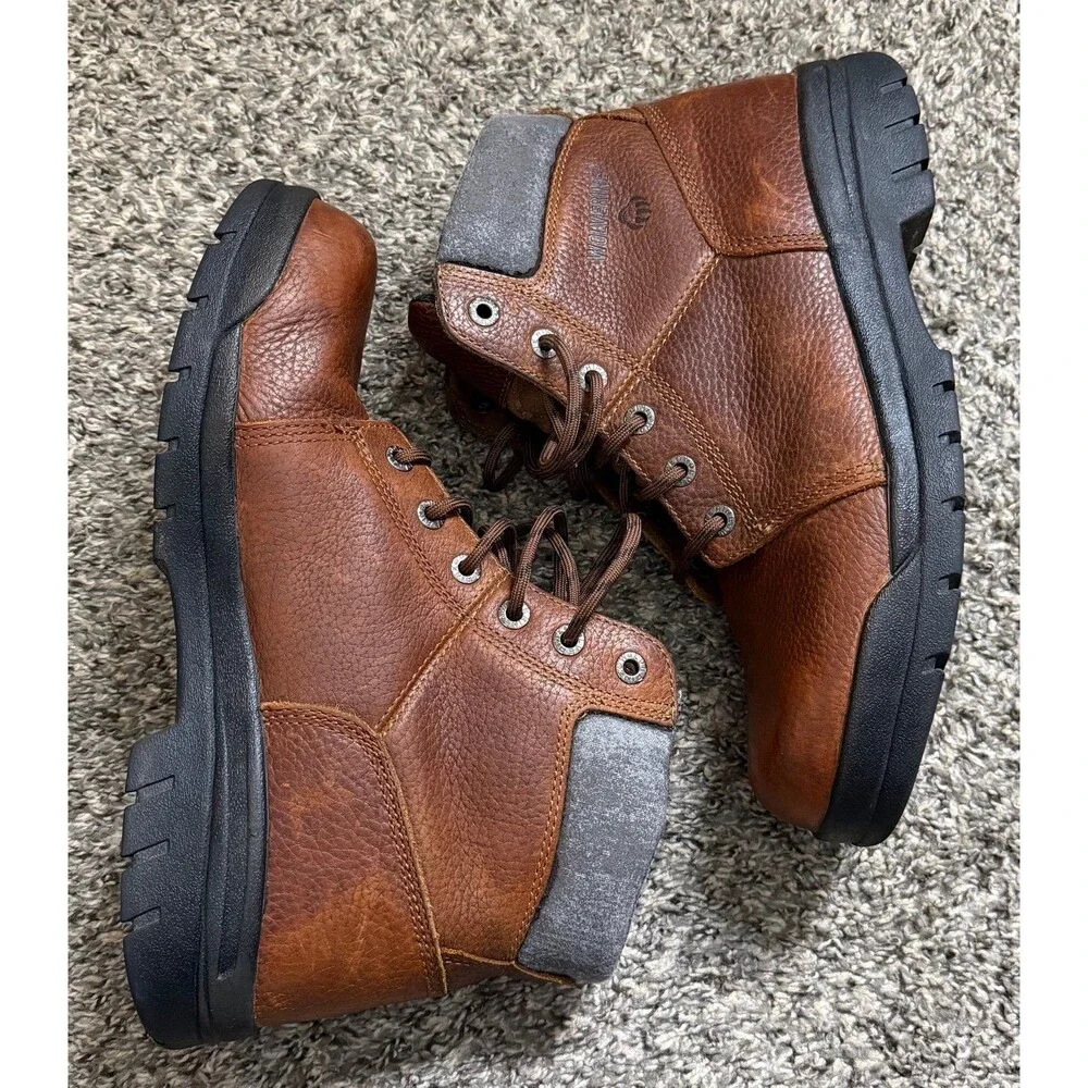 Wolverine Brown Leather Work Boots Lace Up Oil & Slip Resistant Size 12M